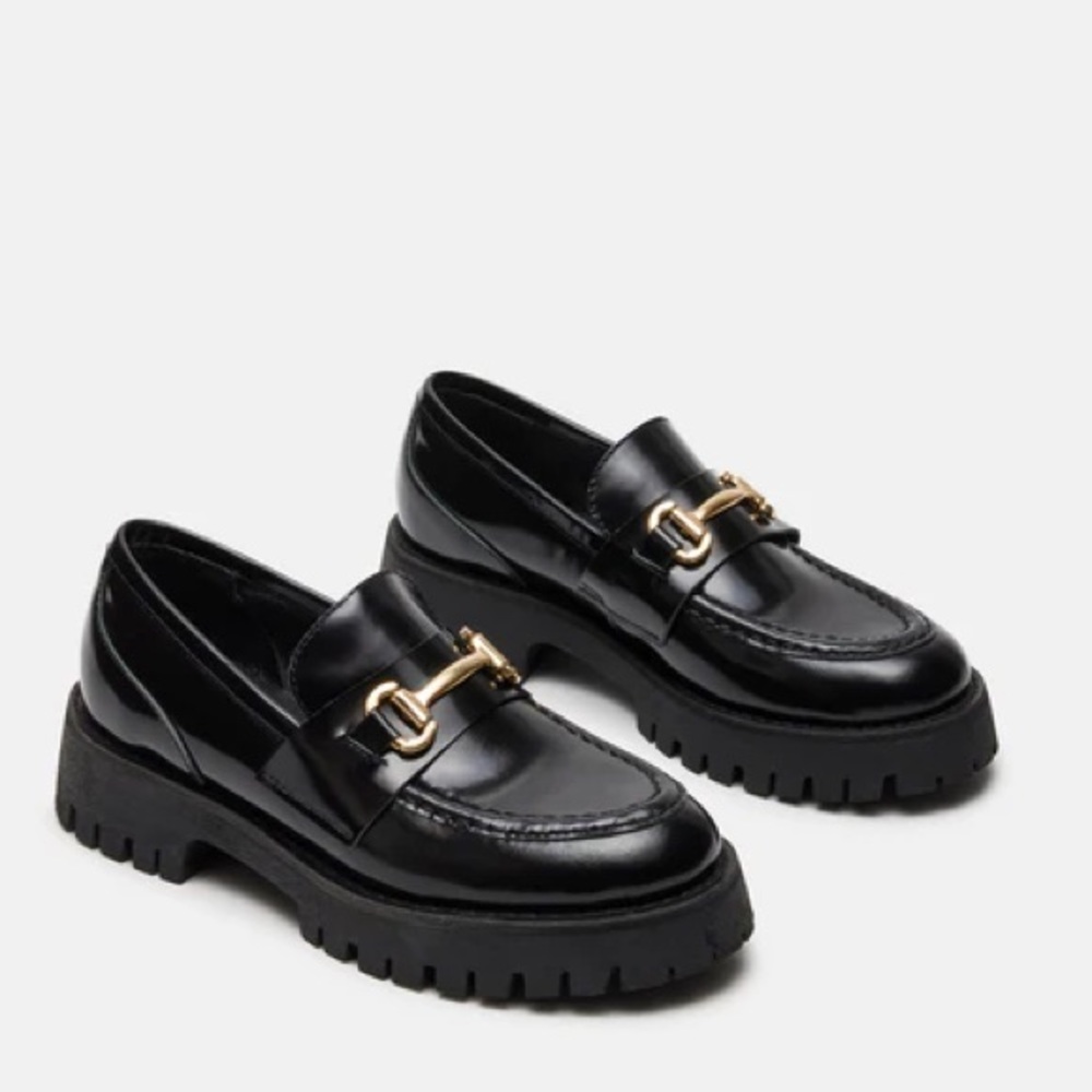 Steve Madden Lando Black Leather Loafers